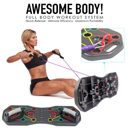 Push Up Board Power System, Portable Pushup Stands with Resistance Band, Bracket Workout Body Building