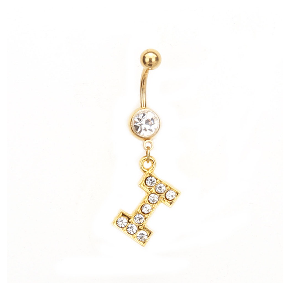 Body Piercing Drop Dangle Belly Button Rings Navel 26 Letter Ring Jewelry Sexy I