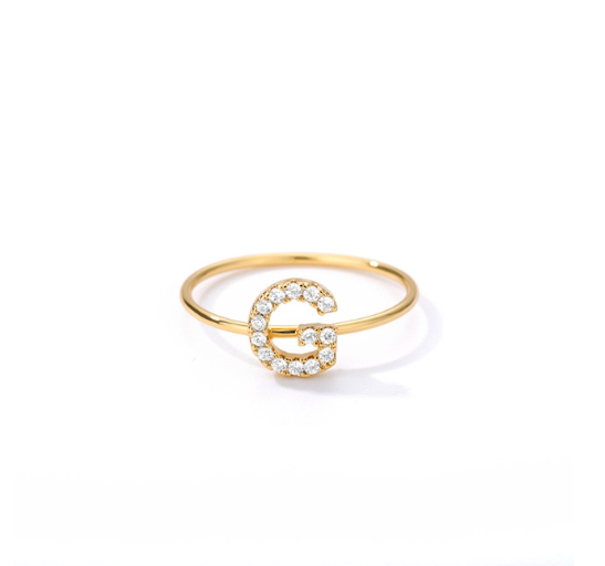 Maxzone Initial Letter Rings For Women Stainless Steel Gold Ring A-Z Letters Finger Ring Couple Wedding Aesthetic Jewelry Gift G