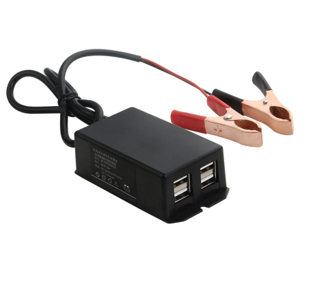 12V Battery Clip Charger for Cellphone Tablet Car Motorcycle USB Charging Device Vehicle USB Charger