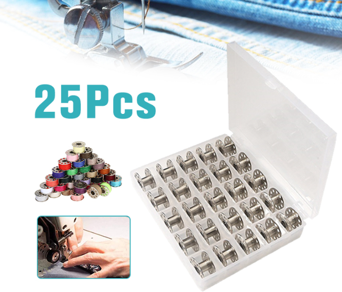 25PCS Sewing Machine Bobbins Spools with Box for Home Hand Machine Sewing Craft Supplies