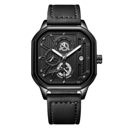 OEDAGAR chronograph watch for men waterproof original fashion multifunctional genuine leather mesh steel luminous Watch SILVER LEATHER