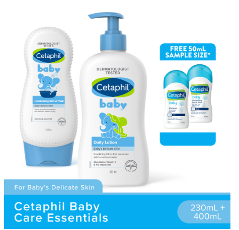 Cetaphil Baby Care Essentials (Baby Moist 230ml + Baby Lotion 400ml + FREE Shampoo & Moist 50ml)