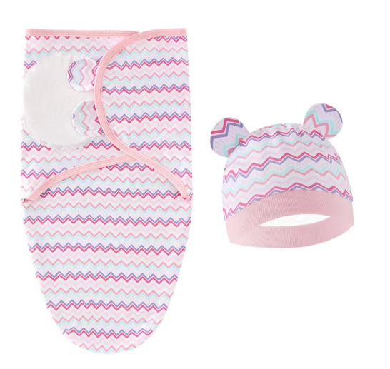 Newborn Baby Muslin Swaddle Blanket Hat Set Swaddle Bedding Wrap Blanket Baby Swaddling S6