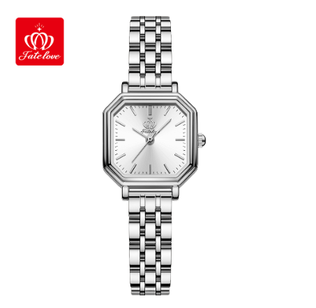 Fate Love Watch For Women Relo Waterproof Original Stainless Steel Quartz Black Gold Silver Wrist Watch WHITE DIAL SILVER CASE STRAP