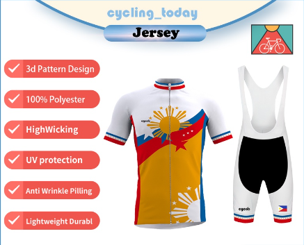 PH Flag Style Independent Design PHILIPPINES Cycling Bibset Jersey PILIPINAS