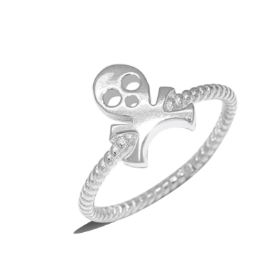 Italy Sterling Silver Skull/Bungo Design Ladies Ring