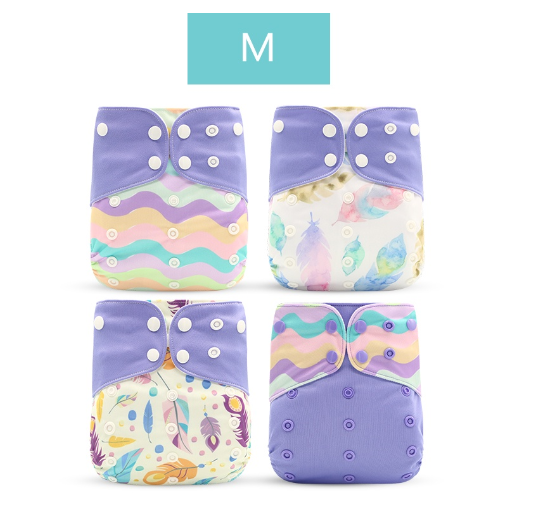 Happyflute 2023 Baby Reborn 4pcs set Washable Eco-friendly Baby Cloth Diaper Ecological Adjustable Nappy Reusable Diaper SET39