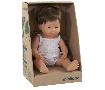 Miniland Caucasian Boy With Down Syndrome 38 cm Baby Doll