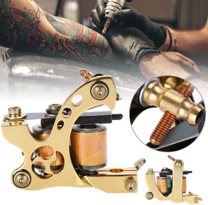 Professional 10 Warp Coils Tattoo Machine Handmade Gun Shader Liner Gold Tattoo Motor Kits Supply
