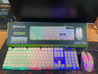 Original Inplay STX240 Explosive mechanical feel wired gaming computer keyboard【black/white】