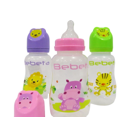 Bebeta Feeding Bottle 15oz Easy Grip with Character Hood wide Neck 3 pack