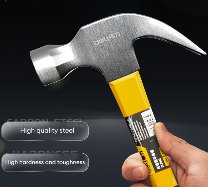 Deli 8oz Heavy Duty Claw Hammer Carbon Steel Fiberglass Handle