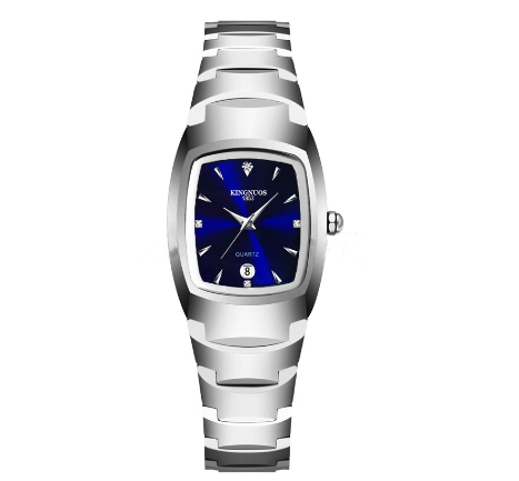 Fashion Tungsten Steel Color Square Couple Style Steel Band Calendar Watch Waterproof Luminous Men's and Women's Student F4