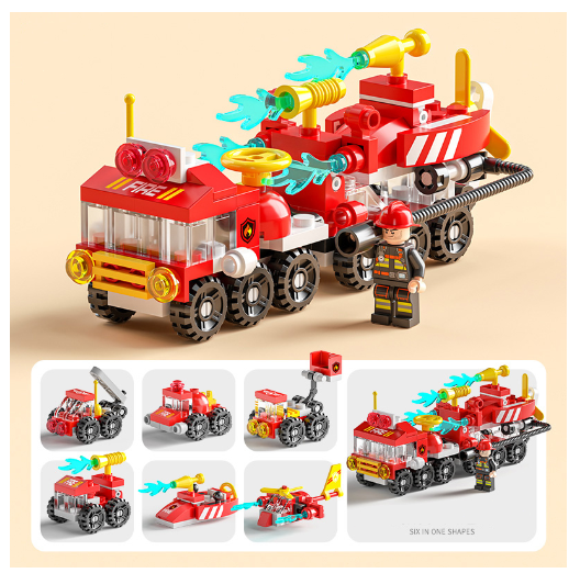 City Series 6 IN 1 SWAT Engineering Vehicle Educational Toy Model Block Toys Boy Children's Day Gift B20