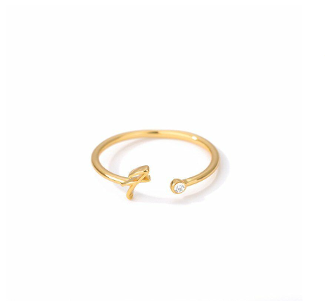 【Y&X】No fade 18K Gold 26 Initial Letters A G J Cubic Zircon Crystal Open Rings Finger Women Jewelry Gift F