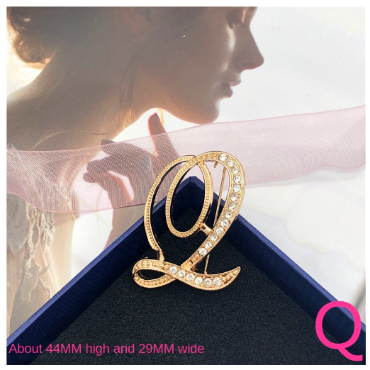Letter Brooch Korean Version Rhinestone Atmospheric and Elegant Brooch Alloy Inlaid Diamond Temperament Brooch