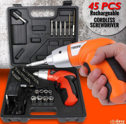 Zeus Cordless Rechargeable Handy Drill Screwdriver 45pcs