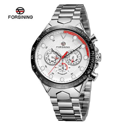 Forsining Automatic Watch for Men Mechanical Watches Luxury Stainless Steel Calendar men watch Waterproof 6