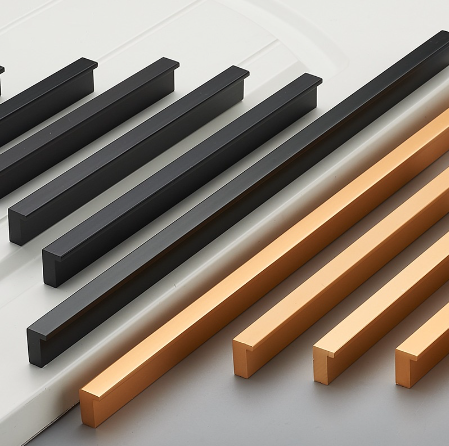 Gold Black Cabinet Handles Kitchen Door Handles Aluminum Alloy Wardrobe Drawer Handles Modern Style