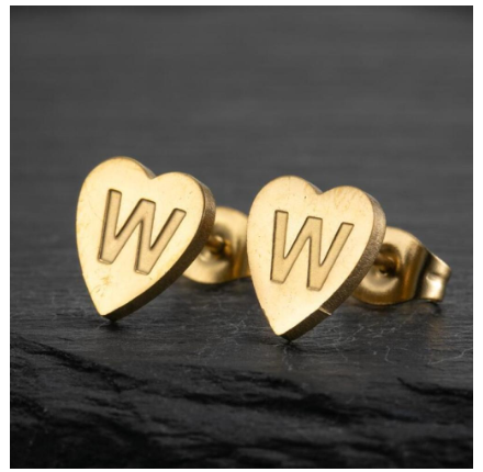 Stainless Steel Cute Small Tiny Heart Initial English Letter Stud Earrings For Women Gold Color Alphabet Jewelry Birthday Gift W