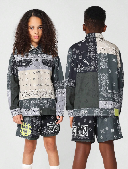 SUMWON Kids Unisex Western Jacket With All Over Paisley Print