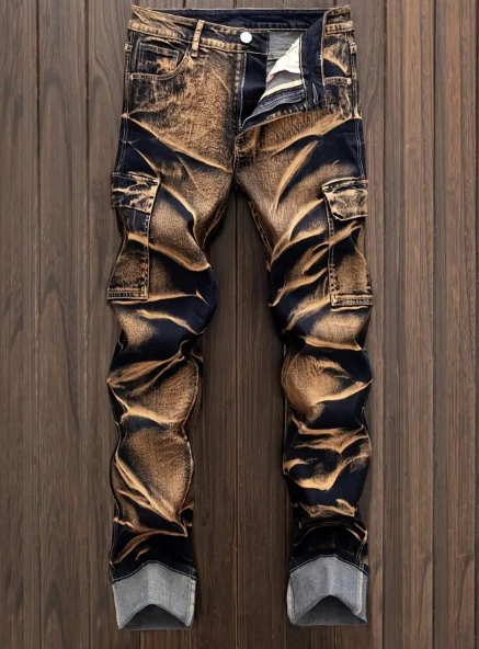 Tie-Dye Fashion Casual Wear Cargo Jeans For Teens