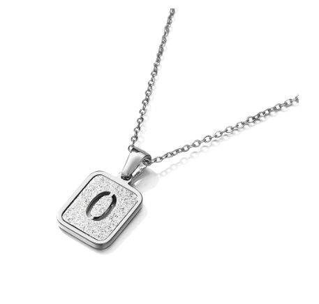 St. Kunkka 316L Stainless Steel Hollow A-Z Letter Pendant Necklace for Gift and Birthday Gift  O