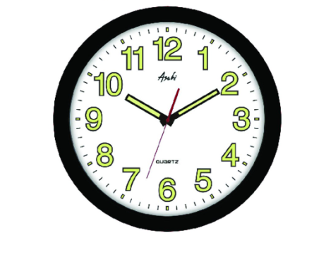 Asahi HC 2614 Glow in the Dark Round Wall Clock 14 inches