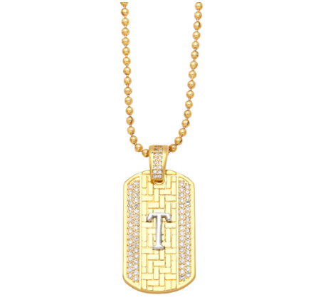 Luxury 18K Gold Plated Stainless Steel Ball Bead Chain 26 Letter Necklace Capital Initial Letter Name Pendant Nameplate Necklace Women  T