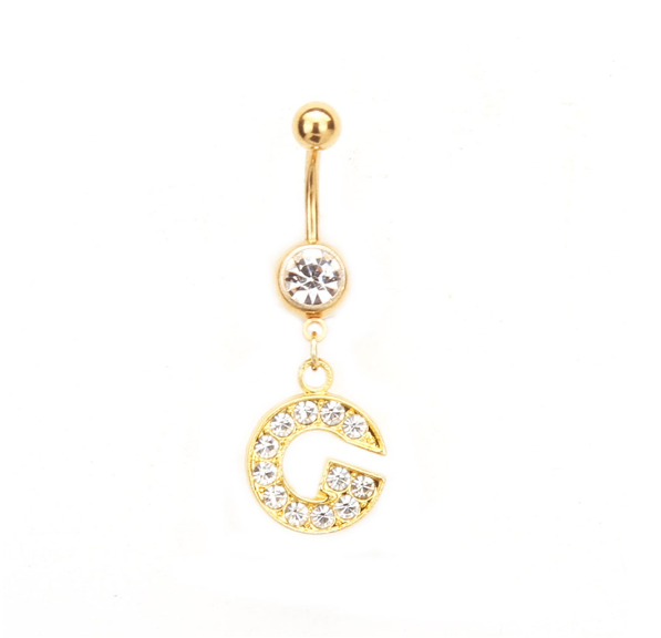Body Piercing Drop Dangle Belly Button Rings Navel 26 Letter Ring Jewelry Sexy G