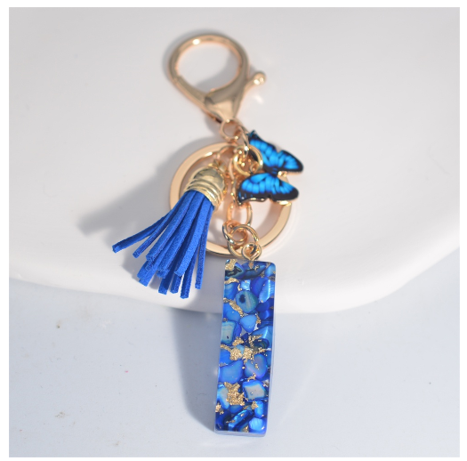 Fashion Butterfly 26 Initials Keychain Exquisite Blue Stone Filled Letter Keyrings Exquisite Alphabet Pendant Bag Ornament Gifts