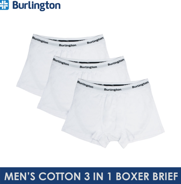 Burlington Men's Cotton Boxer Brief 3 pieces in a pack
