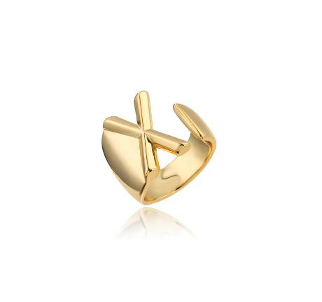 New Copper Plated Gold 26 A-Z Letter Opening Adjustable Ring Women's Initial Name Gold Jewelry Commemorative Couple Gift X