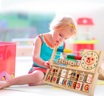 Kids Row Wooden Beads Abacus Count Frame Teaching Aid Math Educational Toy counting Clock toys
