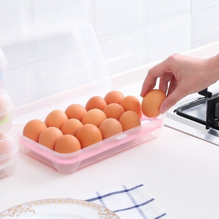 15 Grids Portable Egg Storage Box Egg Fresh Box Refrigerator Tray Container Double
