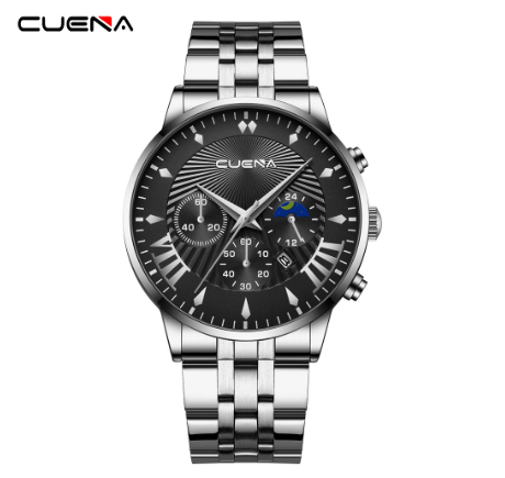 CUENA Men's Watch Fashion Business Casual Sports Stainless Steel Waterproof 6016 M4