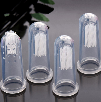 Pet toothbrush Transparent silicone finger toothbrush dog teeth cleaning finger cover