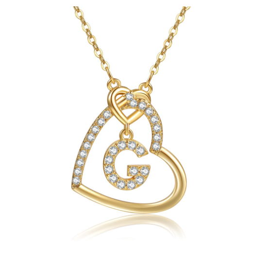 A-Z Letter Necklaces Fashionable Heart Pendant Accessories Women's Necklace G