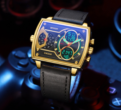 Multi-function Three Time Zone Luminous Digital LED Display Watch