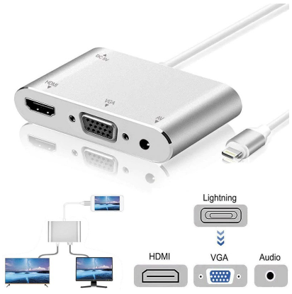 Newest For Lightning to HDMI VGA Jack Audio TV Adapter Cable Converter For iPhone iPad Series