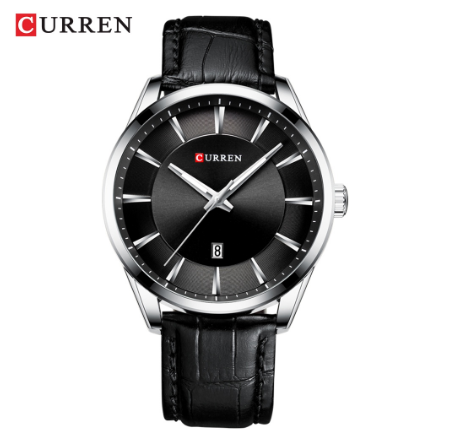 Curren Original Brand Men's Watch Leather Waterproof Fashion Casual Business Quartz 8365 X  BLACK