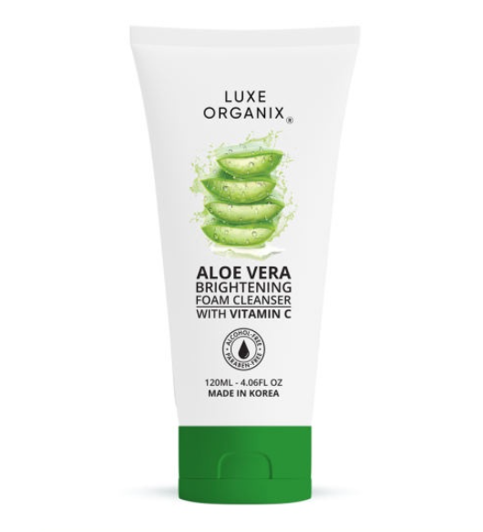 Luxe Organix Snail & Aloe Soothing Gel & Aloe Vera Brightening Micro Foam Cleanser with Vit C Bundle