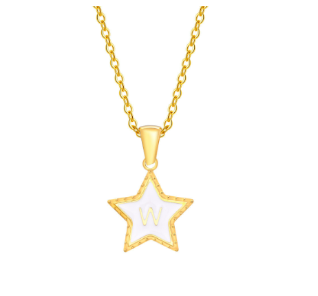 Vnox A-Z Letter Star Shope Pendant Necklace for Women,18K Gold Initial Stainlss Steel Jewelry Accessories Gift W