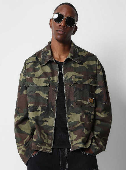 SUMWON Zip Through Camo Cargo Shirt