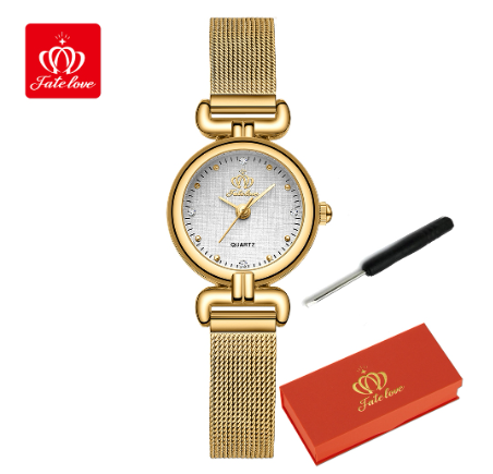Fate Love Watch For Women Waterproof Original Stainless Steel Leather With Box Fashion Quartz Ladies Wrist Watch ALL GOLD