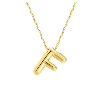 Meaeguet Initial Necklace for Women Girls,Dainty Gold Balloon Bubble Letter Necklace Layered Necklaces Puffy Name Personalized F