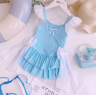 Children Swimsuit Girls Summer Big Children 2023 New Style Cute Princess One-Piece Baby Girl Quick-Drying Girl Swimsuit