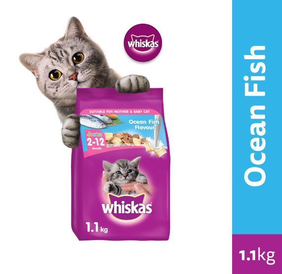 WHISKAS Junior Dry Kitten Food Ocean Fish Flavor 1.1kg