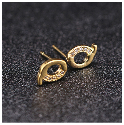 Ins Gold Plated Diamond Earrings Korean letter inlaid Zircon Earrings Fashion Earrings Q